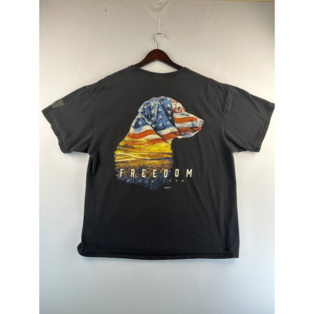 Buckwear Freedom Dog American Flag Graphic T Shirt Size 2XL Black Patriotic 1776 - Picture 8 of 10